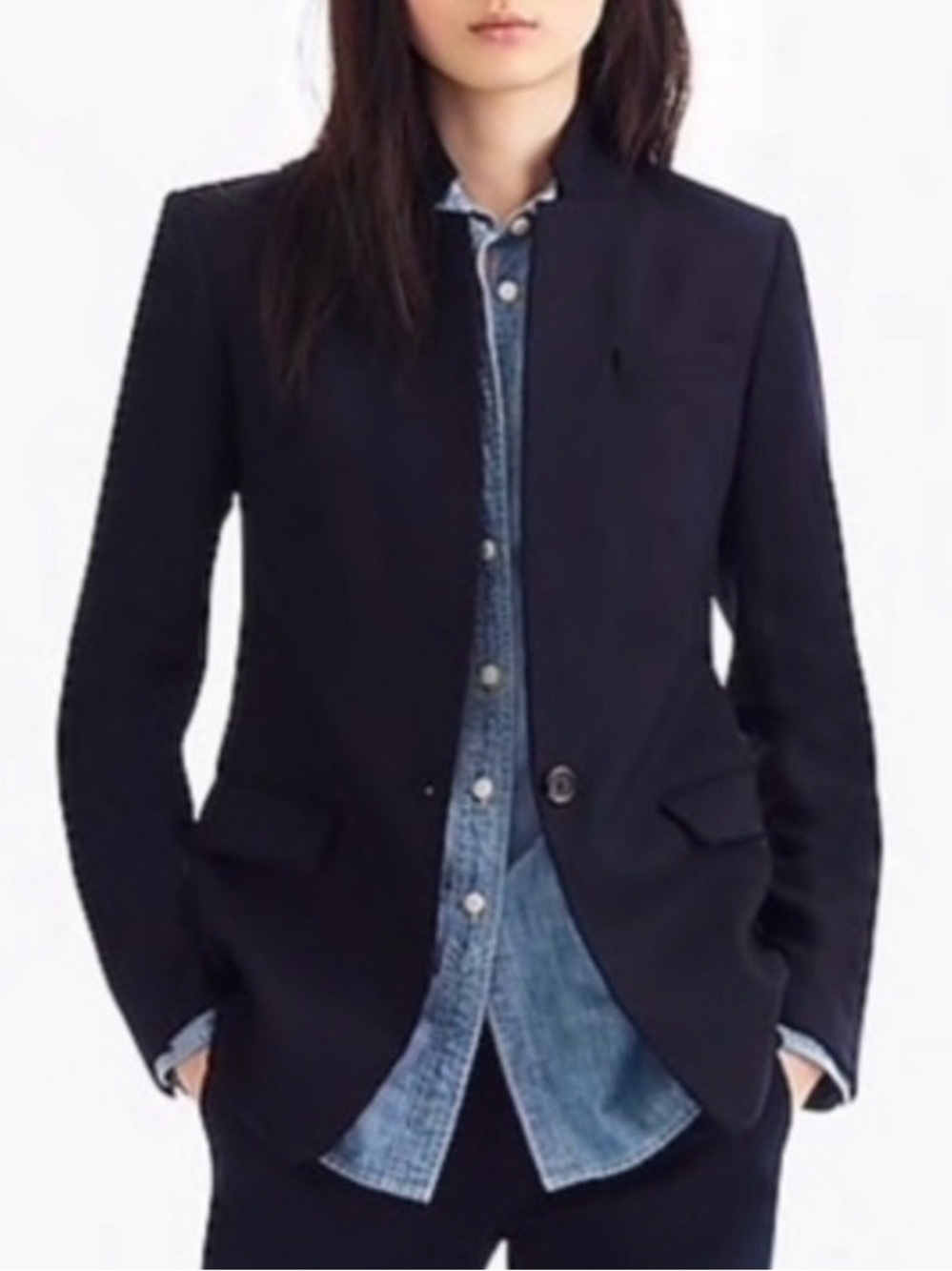 J Crew Regent blazer classic black one button  wool blend career wear sz 4